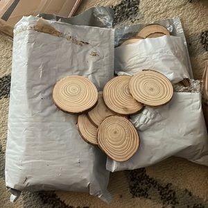 Two bags of wooden discs